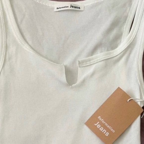 Reformation Maria Ribbed Tank Ivory Stretch Soft  Medium  NWT - Picture 6 of 12